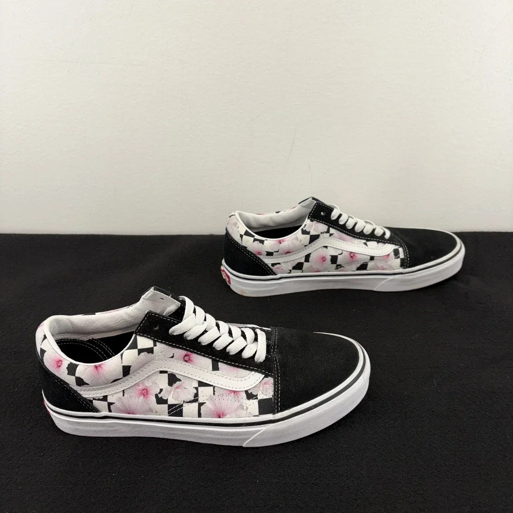Vans Old Skool Pink Floral Checkerboard Low Top Skate Shoes Mens 8 Womens 9.5 - Picture 5 of 9